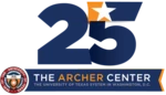 Stylized numeral 25 over the UT System seal and Archer Center logo
