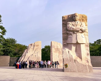 Students standing at MLK Memorial